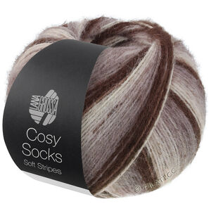 Lana Grossa MEILENWEIT 100g Cosy Socks Soft Stripes | 103-mokka/grijs bruin/beige/room
