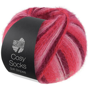 Lana Grossa MEILENWEIT 100g Cosy Socks Soft Stripes | 105-bordeaux/rose/framboos/felroze