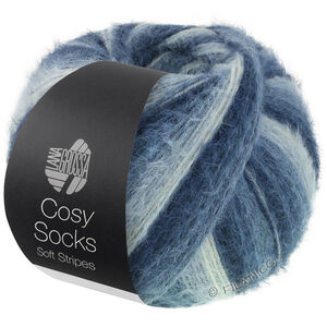 Lana Grossa MEILENWEIT 100g Cosy Socks Soft Stripes | 106-zwartblauw/grijs blauw/rook blauw/wit blauw