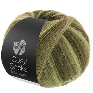 Lana Grossa MEILENWEIT 100g Cosy Socks Soft Stripes | 107-licht groen/resedagroen/grijs groen/mosgroen