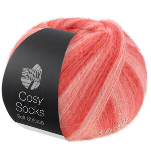 Lana Grossa MEILENWEIT 100g Cosy Socks Soft Stripes | 113-zalm/zalmrood/koraal