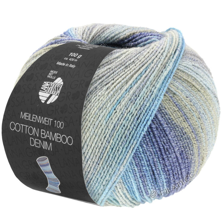 Lana Grossa MEILENWEIT 100g Cotton Bamboo Denim | 3311-zilvergrijs/licht grijs/grijs/licht beige/licht blauw/donker blauw