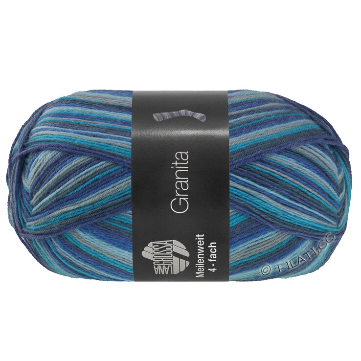 Lana Grossa MEILENWEIT 100g Granita | 1803-inkt blauw/pastelblauw/licht grijs/azuurblauw/donker grijs/staalblauw