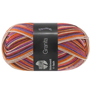 Lana Grossa MEILENWEIT 100g Granita | 1810-foksia/braam/violet/oranje/licht beige/rood