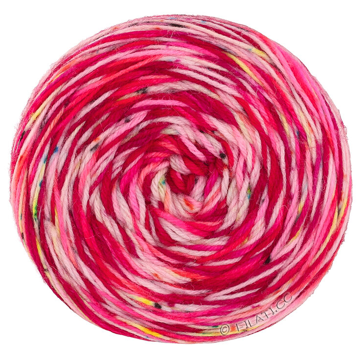 Lana Grossa MEILENWEIT 100g Merino Hand-dyed | 01-framboosrood/felroze/ruwe witte/zachtgeel