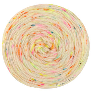 Lana Grossa MEILENWEIT 100g Merino Hand-dyed | 31-ruwe witte/neon geel/donker petrol/rood/framboos