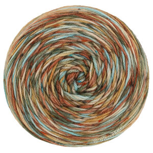 Lana Grossa MEILENWEIT 100g Merino Hand-dyed | 35-roestbruin/lichtturkoois/grijs groen/oker/beige