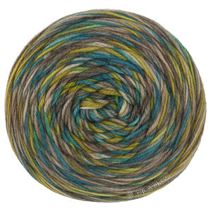 Lana Grossa MEILENWEIT 100g Merino Hand-dyed | 38-olijf geel/petrol blauw/steengrijs/grijs beige