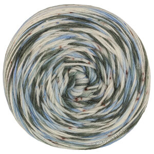 Lana Grossa MEILENWEIT 100g Merino Hand-dyed | 51-ruwe witte/licht blauw/grijs groen/leigrijs/roest rood