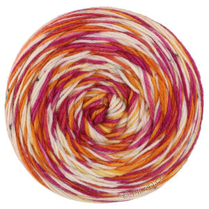 Lana Grossa MEILENWEIT 100g Merino Hand-dyed | 53-ruwe witte/pompoen oranje/foksia/zonnegeel/antraciet