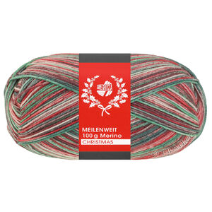 Lana Grossa MEILENWEIT 100g Merino Christmas | 6807-wit/donker groen/donker bruin/oranje/licht groen