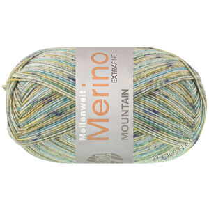 Lana Grossa MEILENWEIT 100g Merino Extrafine Mountain | 7603-limoen/grijs groen/donker groen/jade/mosterdgeel/munt gestreept