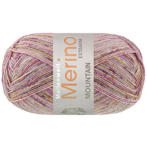 Lana Grossa MEILENWEIT 100g Merino Extrafine Mountain | 7605-grijs bruin/ecru/grijs violet/rood violet/maïsgeel gestreept