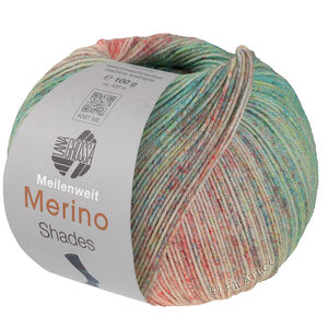 Lana Grossa MEILENWEIT 100g Merino Extrafine Shades | 7229-zalmrood/room/turkoois groen/geelgroen