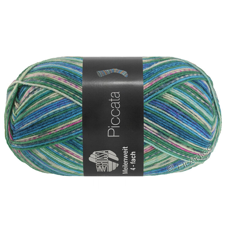 Lana Grossa MEILENWEIT 100g Piccata | 4802-groen/ecru/mintturkoois/korenbloem/inkt blauw/donker grijs/sering