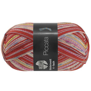 Lana Grossa MEILENWEIT 100g Piccata | 4808-rood/geel/grijs/petrol blauw/grijs groen/sering/rose