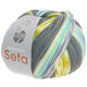 Lana Grossa MEILENWEIT 100g Seta Adriana | 3245-donker grijs/wit/mosterd/paars/turkoois