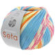 Lana Grossa MEILENWEIT 100g Seta Adriana | 3246-licht blauw/wit/oranje/limoen/felroze
