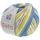 Lana Grossa MEILENWEIT 100g Seta Adriana | 3248-ruwe witte/jeans/duifblauw/licht blauw/geel/pruim