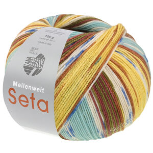Lana Grossa MEILENWEIT 100g Seta Giappone | 3392-bruin/wit/blauw/noga/mosgroen/mosterd/turkoois/lichtgeel