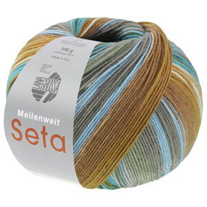 Lana Grossa MEILENWEIT 100g Seta Hokkaido | 3583-turkoois blauw/oker/donker groen/hemelsblauw/grijs groen/bruin/ecru