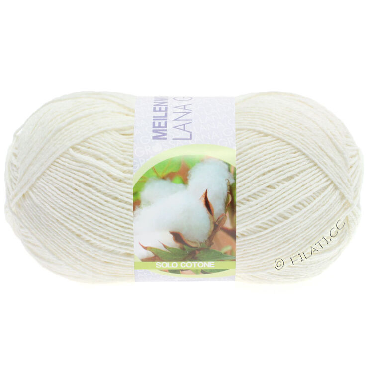 Lana Grossa MEILENWEIT 100g Solo Cotone Unito | 3450-ruwe witte