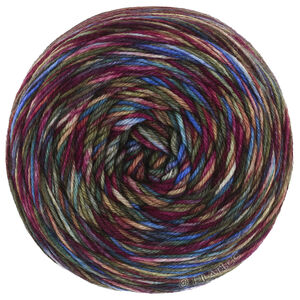 Lana Grossa MEILENWEIT 100g Sooty | 6230-blauw/licht blauw/geel/donker rood/felroze/olijf groen/geel/oker