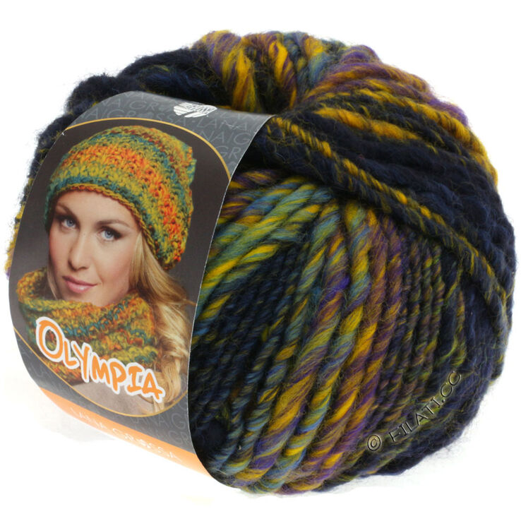 Lana Grossa OLYMPIA Classic | 002-marine/nacht blauw/geel/zwart