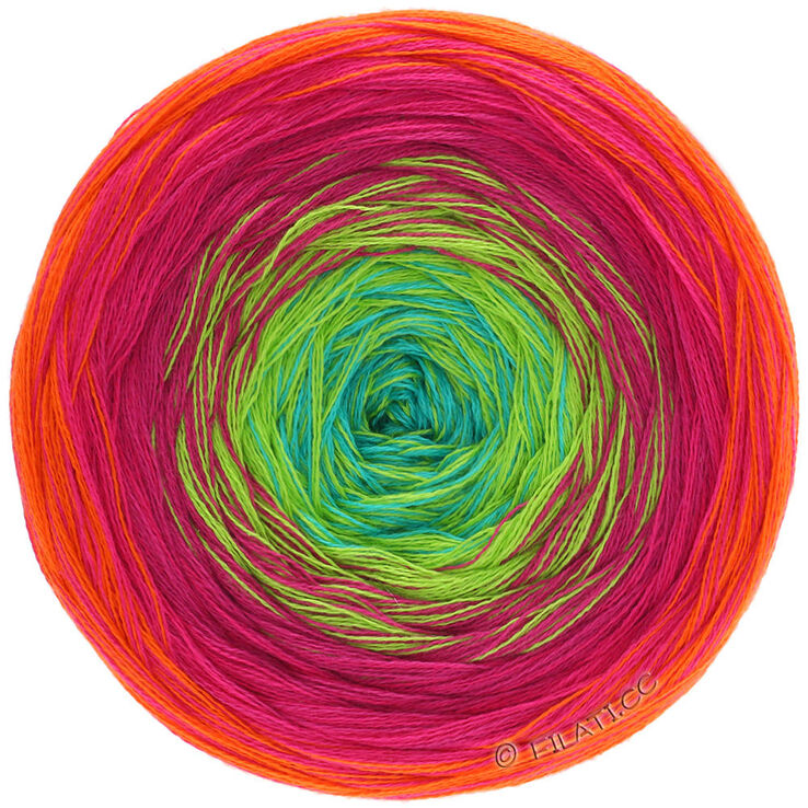 Lana Grossa SHADES OF COTTON | 101-oranje/rood/cyclaam/geelgroen/turkoois