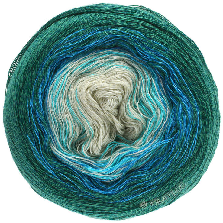 Lana Grossa SHADES OF MERINO COTTON | 401-ecru/turkoois/gentiaan/donker petrol