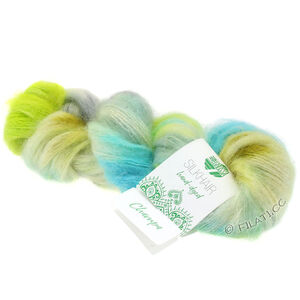 Lana Grossa SILKHAIR Hand-dyed | 607-licht blauw/wit/geelgroen/grijs/turkoois
