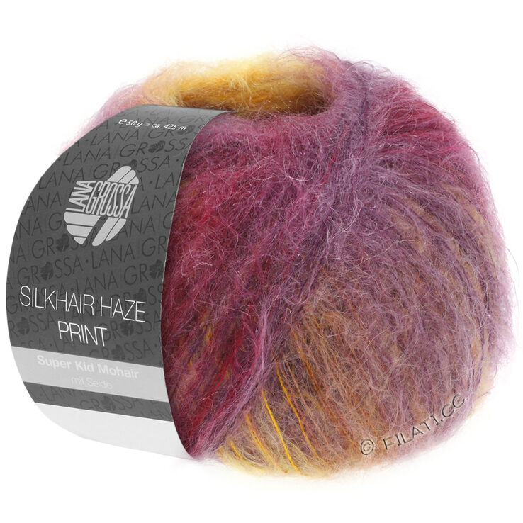 Lana Grossa SILKHAIR HAZE Print | 1201-geel/kaki/aubergine/bes