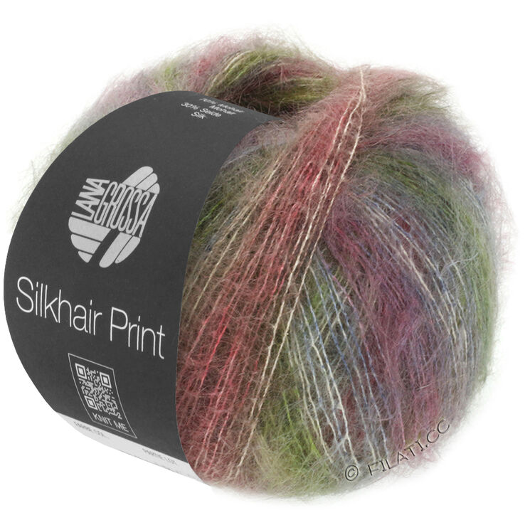 Lana Grossa SILKHAIR PRINT | 401-mosgroen/taupe/grijs blauw/oudroze/beige