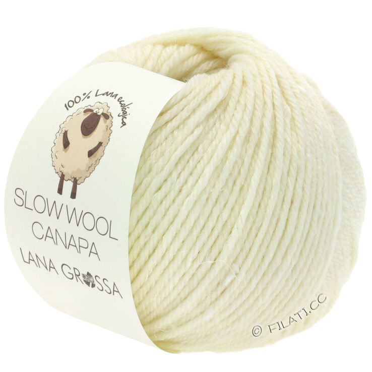 Lana Grossa SLOW WOOL CANAPA | 01-ruwe witte