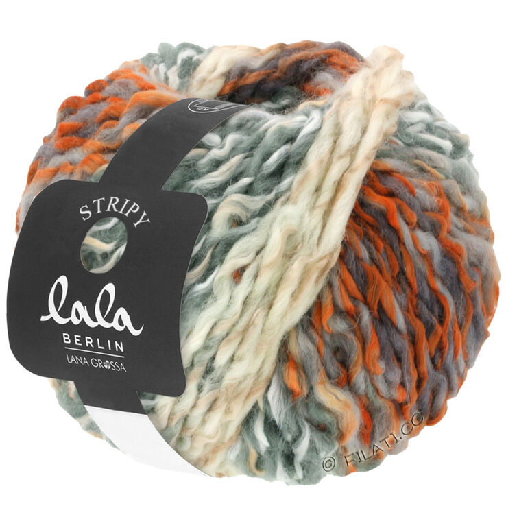 Lana Grossa STRIPY (lala BERLIN) | 01-wit/grijs/roest/oranje/donker grijs