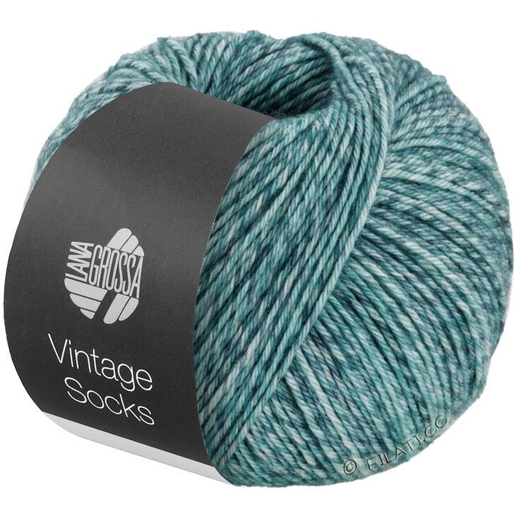 Lana Grossa Vintage Socks | 1003-munt gemêleerd/grijs blauw gemêleerd/jeans gemêleerd/petrol gemêleerd
