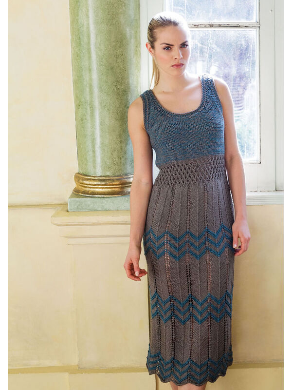 Lana Grossa JURK MET ZIGZAG- EN ROOSTERAJOURPATROON Linarte