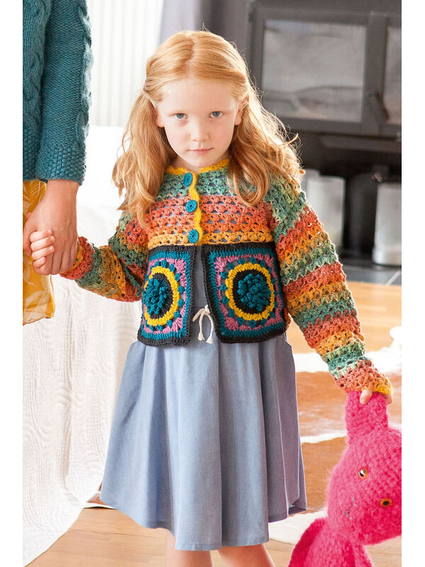 Lana Grossa KINDERVEST MET MOTIEVEN EN NOPPENPATROON Cool Wool Big Color/Uni/Melange/ Silkhair