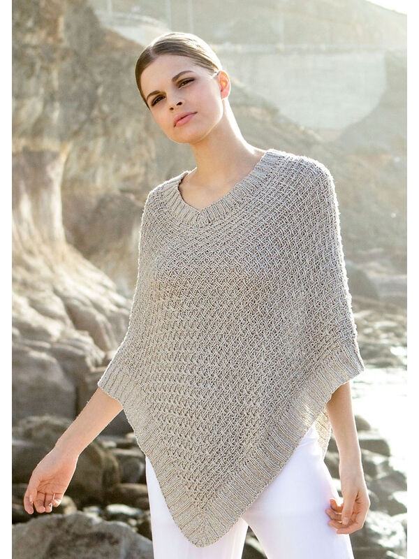 Lana Grossa PONCHO IN BOORDSTEEKWEEFPATROON Linarte