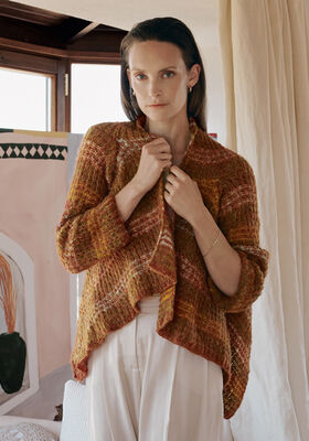 VEST IN PATROON MET LANGGETROKKEN STEKEN Ecopuno & Silkhair van Lana Grossa