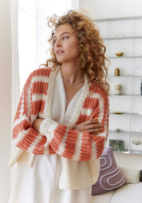 GESTREEPT VEST MET TRICOTSTEEK EN HALVE PATENTSTEEK Lala Berlin Lovely Cotton van Lana Grossa