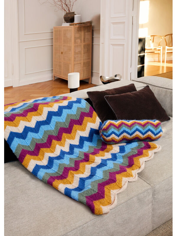 Lana Grossa GESTREEPTE PLAID IN ZIGZAGPATROON Alpaca Air