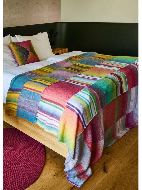 Lana Grossa PLAID IN STREPEN EN RUITPATROON Gomitolo Magico & Gomitolo Versione & Gomitolo Arte & Gomitolo Fusione