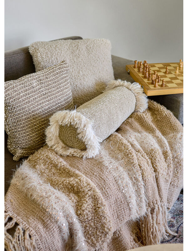 Lana Grossa GESTREEPTE DEKEN MET FRANJES Winter Softness, Basta, Cosmo & Orsetto