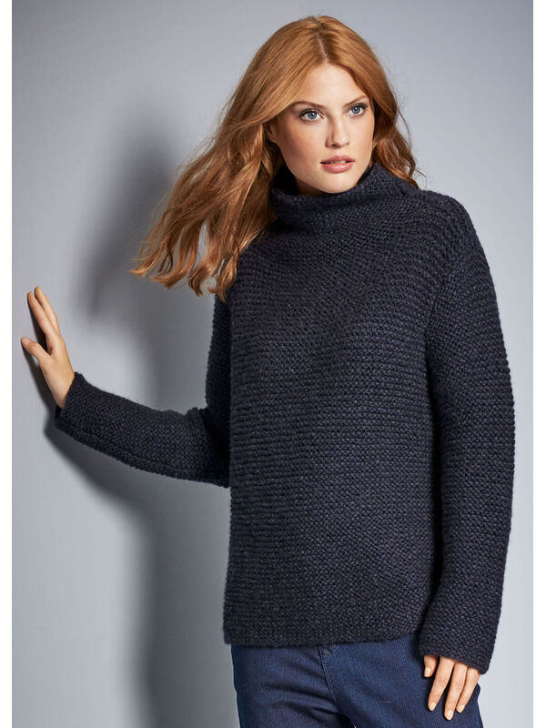 Lana Grossa TRUI IN RIBBELPATROON MET STAANDE BOORD Alta Moda Cashmere 16