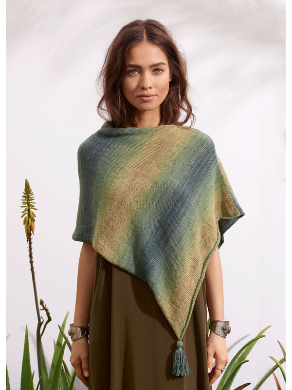 Lana Grossa PONCHO MET KWASTJES Summer Lace Dégradé