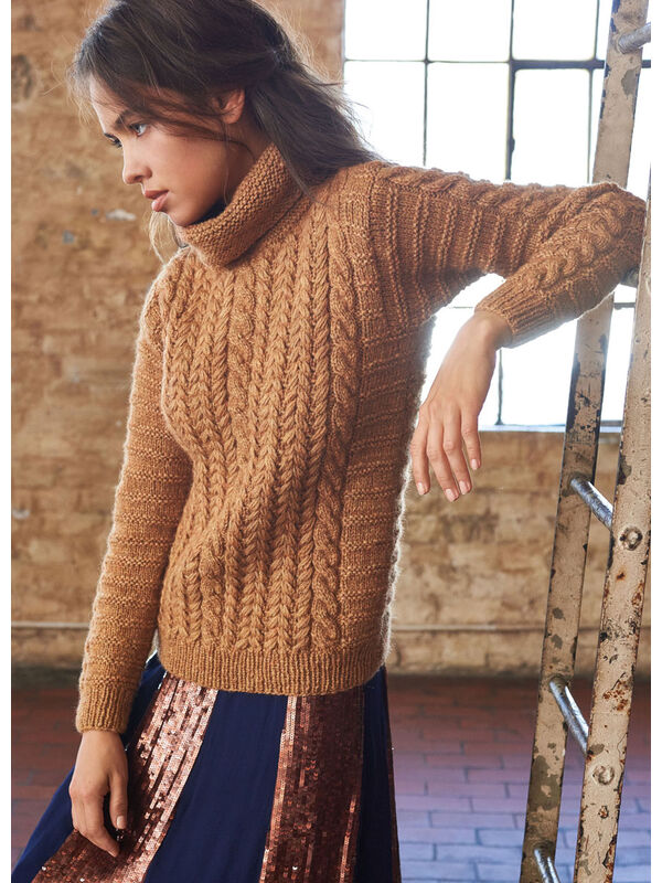 Lana Grossa TRUI MET KABEL-, VISGRAAT- EN DWARS BOORDPATROON Alta Moda Alpaca