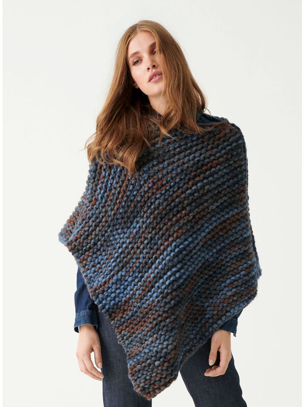 Lana Grossa PONCHO IN RIBBELPATROON Weekend Color