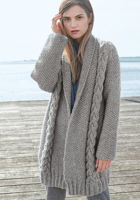 VEST IN GERSTEKORREL MET KABELSTREPEN Lala Berlin Lovely Cotton van Lana Grossa