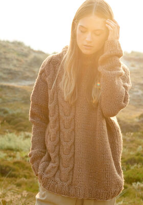 TRUI IN TRICOTSTEEK MET KABELSTREPEN Lala Berlin Lovely Cotton van Lana Grossa